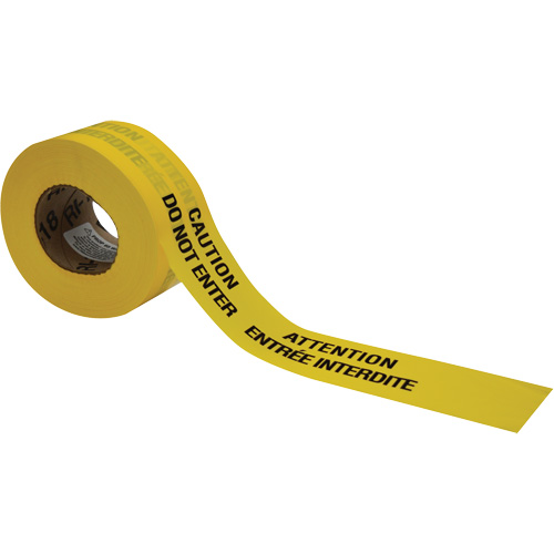 Rubans pour barricades, Bilingue, 3" la x 1000' lo, 3,5 mils, Noir sur jaune Cintas