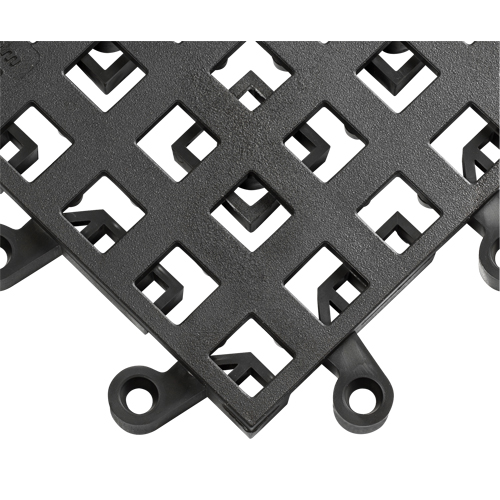 ErgoDeck&reg; Mat No. 560, PVC, 1-1/2' W x 1-1/2' L, 7/8" Thick, Black Cintas