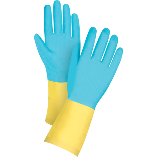 Gants tremp&eacute;s de premi&egrave;re qualit&eacute; r&eacute;sistants aux produits chimiques, Taille Moyen/8, 12" lo, N&eacute;opr&egrave;ne/Latex de caoutchouc, Doublure en Coton/Ouat&eacute;e, 20 mils Cintas