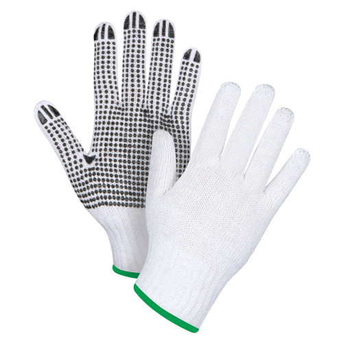 Gants tricot&eacute;s &agrave; pois, Poly/coton, Un c&ocirc;t&eacute;, Calibre 7, Moyen Cintas