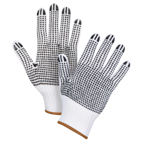 Gants tricot&eacute;s deux c&ocirc;t&eacute;s &agrave; pois, Poly/coton, Deux c&ocirc;t&eacute;s, Calibre 7, Grand Cintas