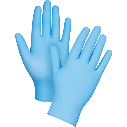 Gants d'examen r&eacute;sistants &agrave; la perforation, Petit, Nitrile, 4,5 mils, Poudr&eacute;s, Bleu Cintas