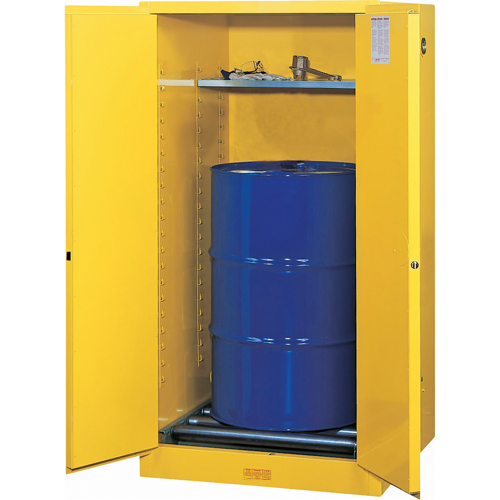 Armoires Sure-Grip EX pour entreposage de barils &agrave; la verticale, Capacit&eacute; de 55 gal. US, Jaune Cintas