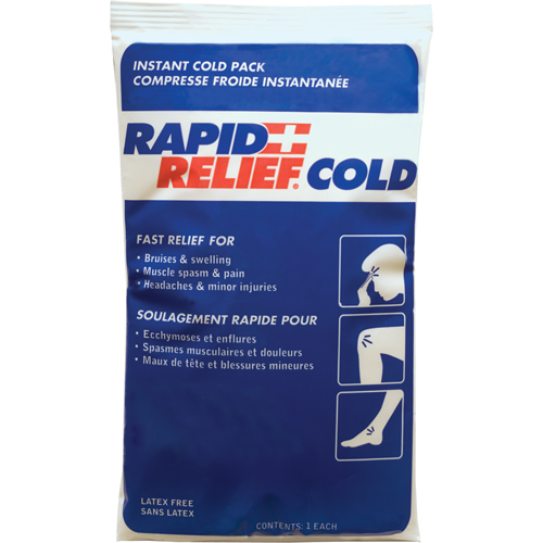 Compresse froide instantan&eacute;e Rapid Relief, Froid, Utilisation unique, 9" x 6" Cintas