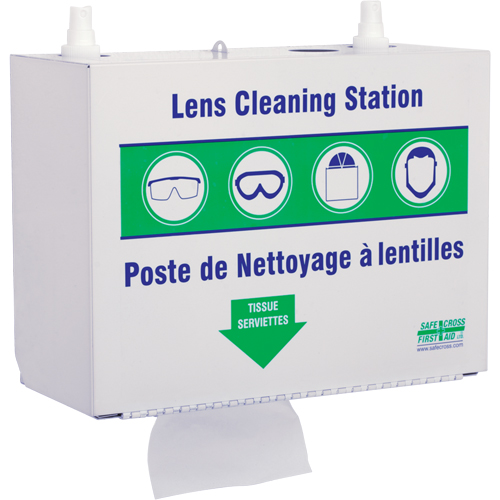Postes en M&eacute;tal Pour Le Nettoyage De Verres - Deux Boutielle De Solution 500ml Et 1 Boîte De Serviettes, M&eacute;tal, 10,5" lo x 5,5" p x 6,3" h Cintas