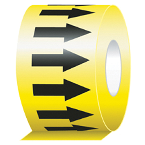 Directional Flow Arrow Tapes, 108', Black on Yellow Cintas