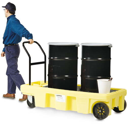 Chariots Poly-Spillcart, 66,5" lo x 29" la x 43,9" h, Cap. de d&eacute;versement 57 gal. US Cintas