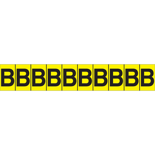 Rep&egrave;res adh&eacute;sifs &agrave; lettres individuelles, B, 1" h, Noir sur jaune Cintas