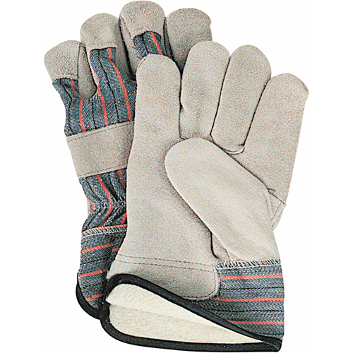 Winter-Lined Fitters Gloves, Large, Split Cowhide Palm, Cotton Fleece Inner Lining Cintas