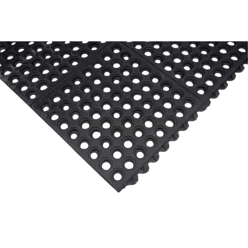 Anti-Fatigue Link Matting, Honeycomb, 3' x 3' x 1/2", Black, Natural Rubber Cintas