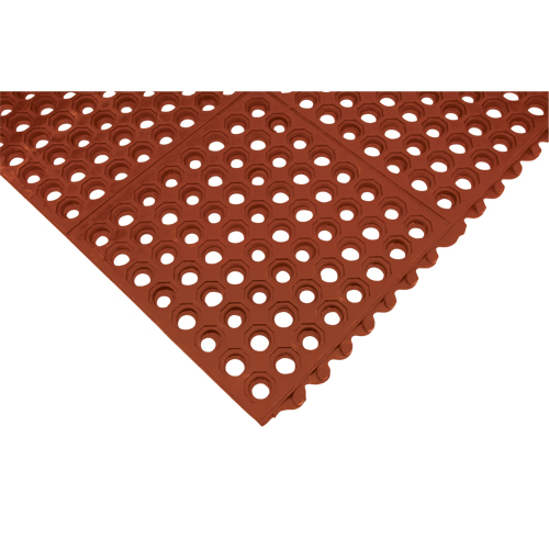 Anti-Fatigue Link Matting, Honeycomb, 3' x 3' x 1/2", Brown, Nitrile/Rubber Cintas