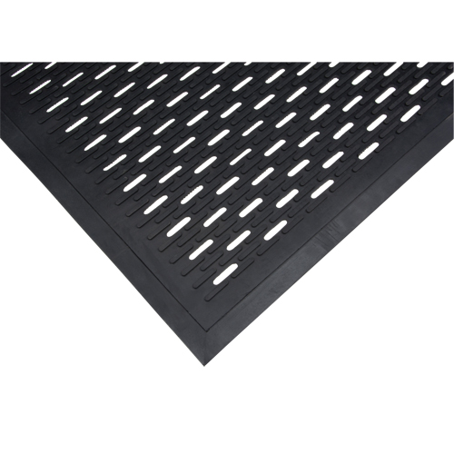 Low-Profile Matting, Rubber, Scraper Type, Slotted Pattern, 3' x 5', Black Cintas