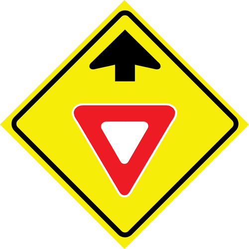 Enseigne enroulable de circulation  Yield Ahead , 36" x 36", Vinyle, Pictogramme Cintas