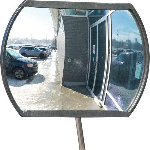 Roundtangular Convex Mirror with Telescopic Arm, 12" H x 18" W, Indoor/Outdoor Cintas