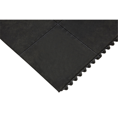 Anti-Fatigue Matting, Smooth, 3' x 3' x 1/2", Black, Natural Rubber Cintas