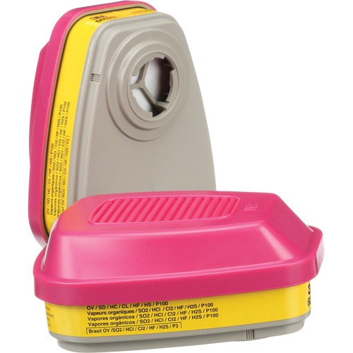 6000 Series Respirator Cartridges, Gas/Vapour Cartridge, Organic Vapour/Acid Gas/P100 Cintas