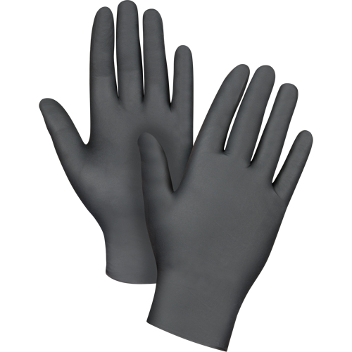 Gants jetables de calibre m&eacute;dical, Petit, Nitrile, 6 mils, Sans poudre, Noir, Classe 2 Cintas