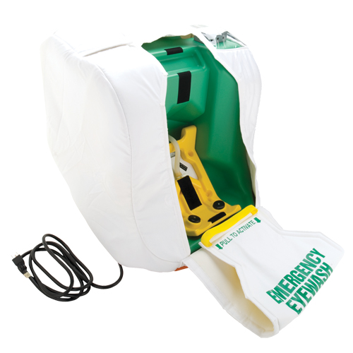 Poste de douche oculaire portable et chauff&eacute;, Aliment&eacute; par gravit&eacute;, Capacit&eacute; 16 gal., Conformit&eacute; ANSI Z358.1 Cintas