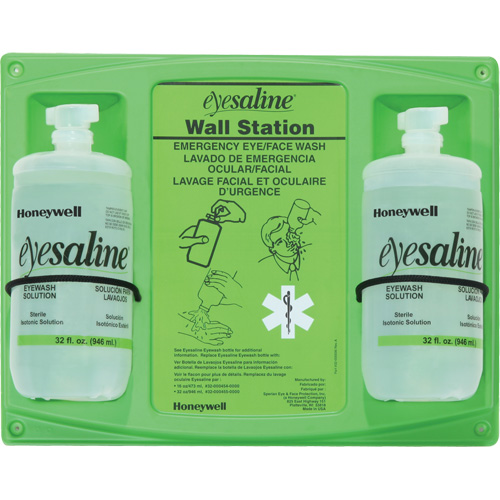 Support mural pour solution saline de douche oculaire, Double Cintas