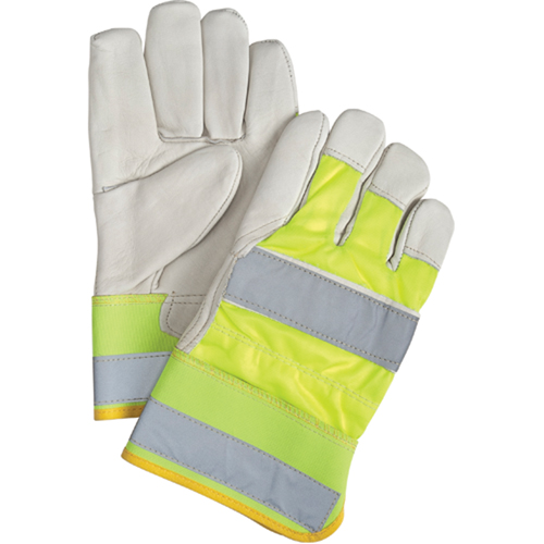 Yellow High-Visibility Superior Warmth Fitters Gloves, Large, Grain Cowhide Palm, Thinsulate Inner Lining Cintas