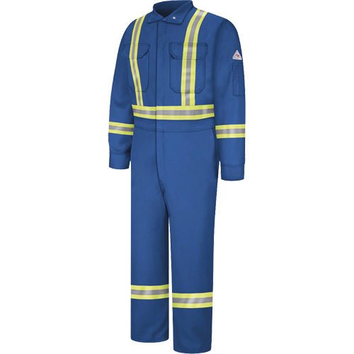 Combinaisons de qualit&eacute; sup&eacute;rieure r&eacute;sistantes aux flammes avec bandes r&eacute;fl&eacute;chissantes, Taille 38, Bleu royal, 12,2 cal/cm² Cintas