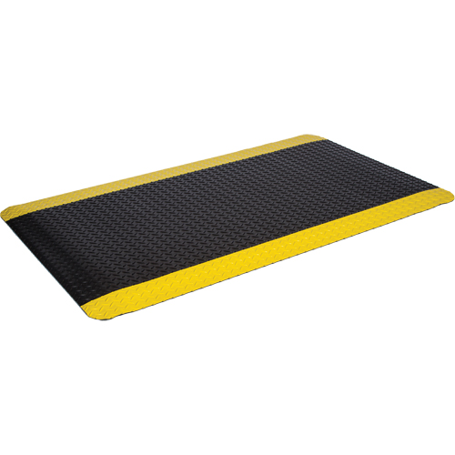 Tapis bord&eacute; de pont WD, Losange, 3' x 5' x 5/8", Noir/Jaune, &eacute;ponge Cintas