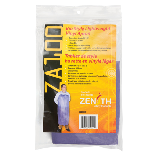Lightweight Apron, Vinyl, 45" L x 36" W, Blue Cintas