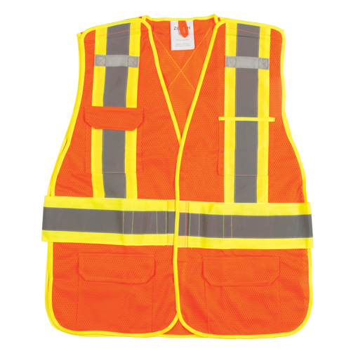 Veste d'arpenteur haute visibilit&eacute;, conforme &agrave; la CSA, Orange haute visibilit&eacute;, 2T-Grand, Polyester Cintas