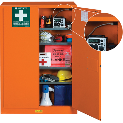 Emergency Preparedness Storage Cabinets, Steel, 4 Shelves, 65" H x 43" W x 18" D, Orange Cintas