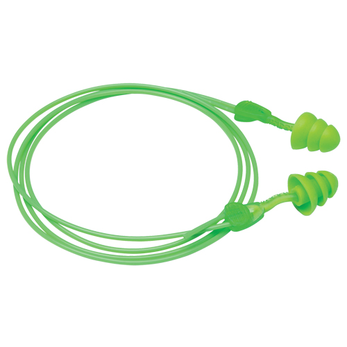 Bouchons d'oreilles r&eacute;utilisables Glide Trio, Avec cordon, Vrac - &agrave; nu, 27 dB NRR, Taille unique Cintas