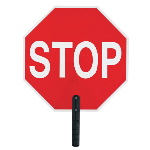 Panneau de signalisation  Stop , 18" x 18", Plastique, Anglais avec pictogramme Cintas