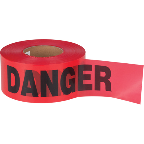 "Danger" Barricade Tape, Bilingual, 3" W x 1000' L, 1.5 mils, Black on Red Cintas