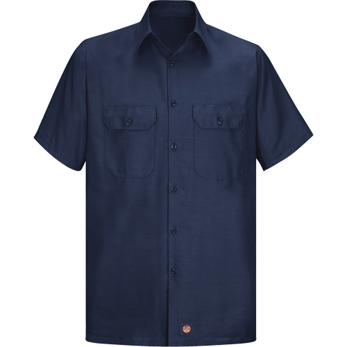 Short Sleeve Ripstop Shirt, Men's, Large (Tall), Navy Blue Cintas