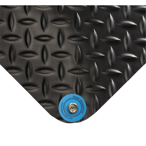 Tapis conducteur d'&eacute;lectricit&eacute; no 786, 4' la x 10' lo x 15/16" &eacute;p, PVC, Losange, Noir Cintas
