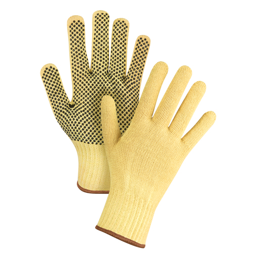 Gants tricot&eacute;s sans couture &agrave; pois, Taille Grand/9, Calibre 7, Rev&ecirc;tement PVC, Enveloppe en Kevlar, ASTM ANSI niveau A2/EN 388 niveau 3 Cintas
