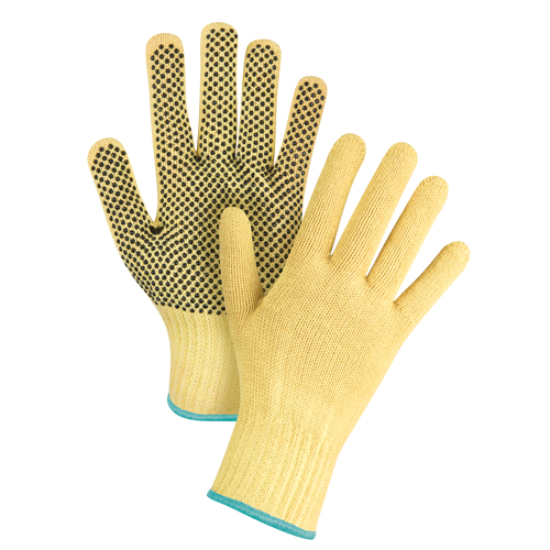 Gants tricot&eacute;s sans couture &agrave; pois, Taille T-Grand/10, Calibre 7, Rev&ecirc;tement PVC, Enveloppe en Kevlar, ASTM ANSI niveau A2/EN 388 niveau 3 Cintas
