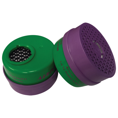 Cartouche pour respirateur, Combinaison cartouche et filtre contre les particules pour gaz/vapeurs, Ammoniac/M&eacute;thylamine/Filtre P100 Cintas