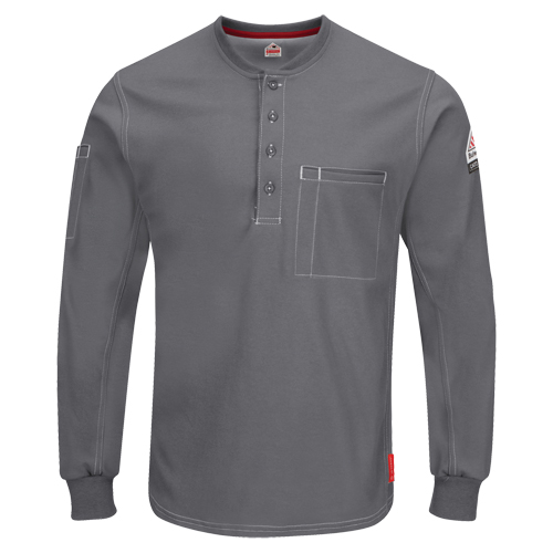 Excel FR&reg; Long Sleeve Henley Shirts, Small, Grey Cintas