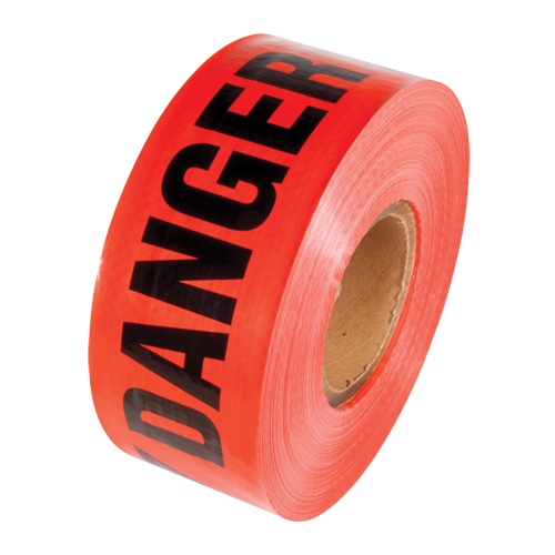 Ruban renforc&eacute; pour barricade, Anglais, 3" la x 500' lo, 5 mils, Noir/rouge Cintas