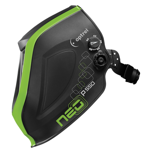 P550 Welding Helmet, 3.94" L x 1.97" W View Area, 4/9 - 13 Shade Range, Black/Green Cintas