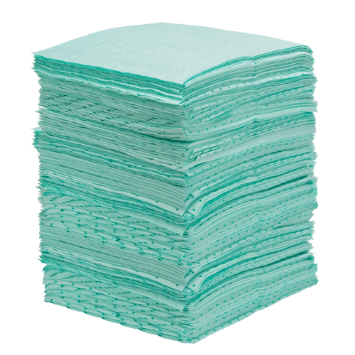 Feuilles absorbantes li&eacute;es de premi&egrave;re qualit&eacute;, Mati&egrave;res dangereuses, 15" x 18", 30 gal. d'absorption Cintas
