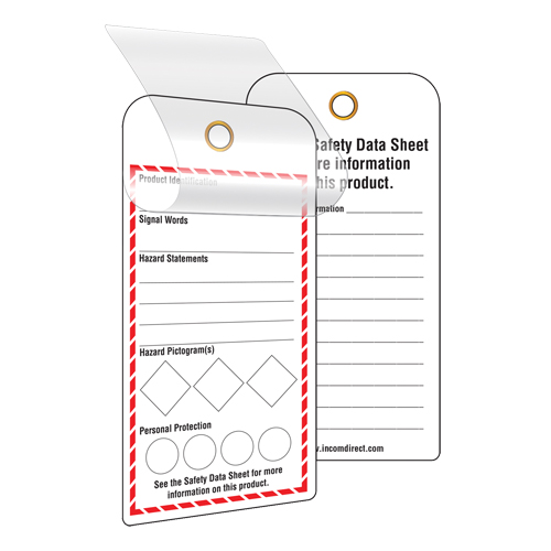 &eacute;tiquettes SGH auto-plastifiantes pour le milieu de travail, Papier cartonn&eacute;, 3" la x 6" h, Anglais Cintas