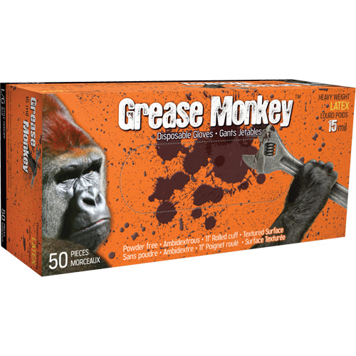 Gants Grease Monkey, Moyen, Latex, 15 mils, Sans poudre, Bleu Cintas