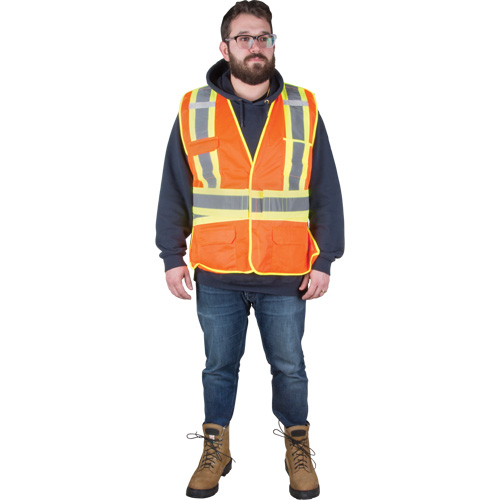 Veste d'arpenteur r&eacute;sistante aux flammes, Orange haute visibilit&eacute;, T-Grand, Polyester Cintas
