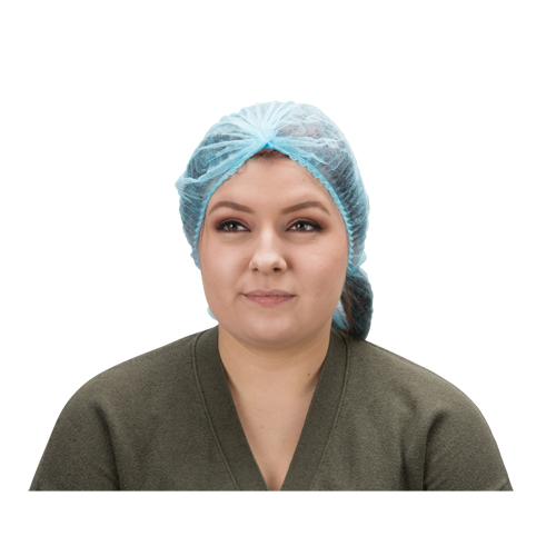 Pleated Bouffant Cap, Polypropylene, 21", Blue Cintas