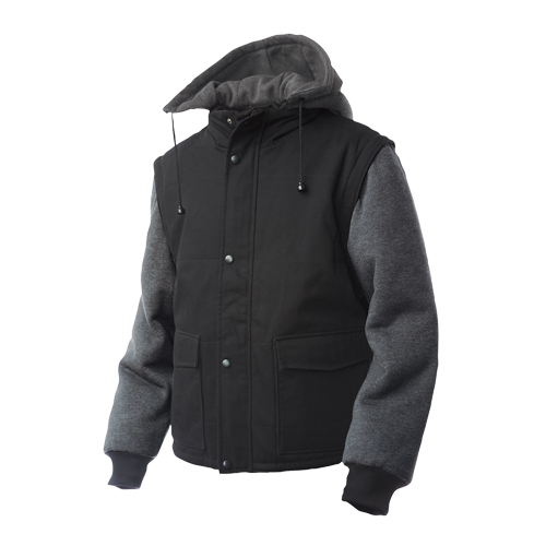 Manteau avec manches &agrave; fermeture &agrave; glissi&egrave;re, Hommes, Grand, Noir Cintas
