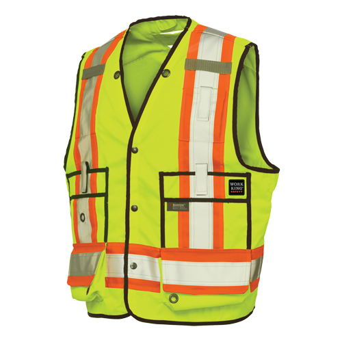 Veste de s&eacute;curit&eacute; pour arpenteur, Jaune lime haute visibilit&eacute;, T-Grand, Polyester Cintas