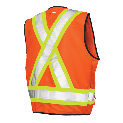 Veste de s&eacute;curit&eacute; pour arpenteur, Orange haute visibilit&eacute;, Grand, Polyester Cintas