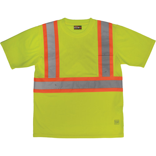 Short-Sleeved Safety T-Shirt with Pocket, Polyester, Large, High Visibility Lime-Yellow Cintas