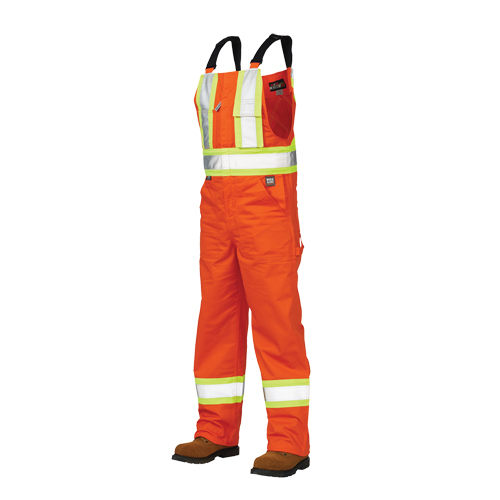 Salopettes de s&eacute;curit&eacute; non doubl&eacute;e, Poly-coton, Grand, Orange haute visibilit&eacute; Cintas